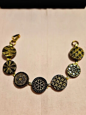 Vintage Glass Button Bracelet.